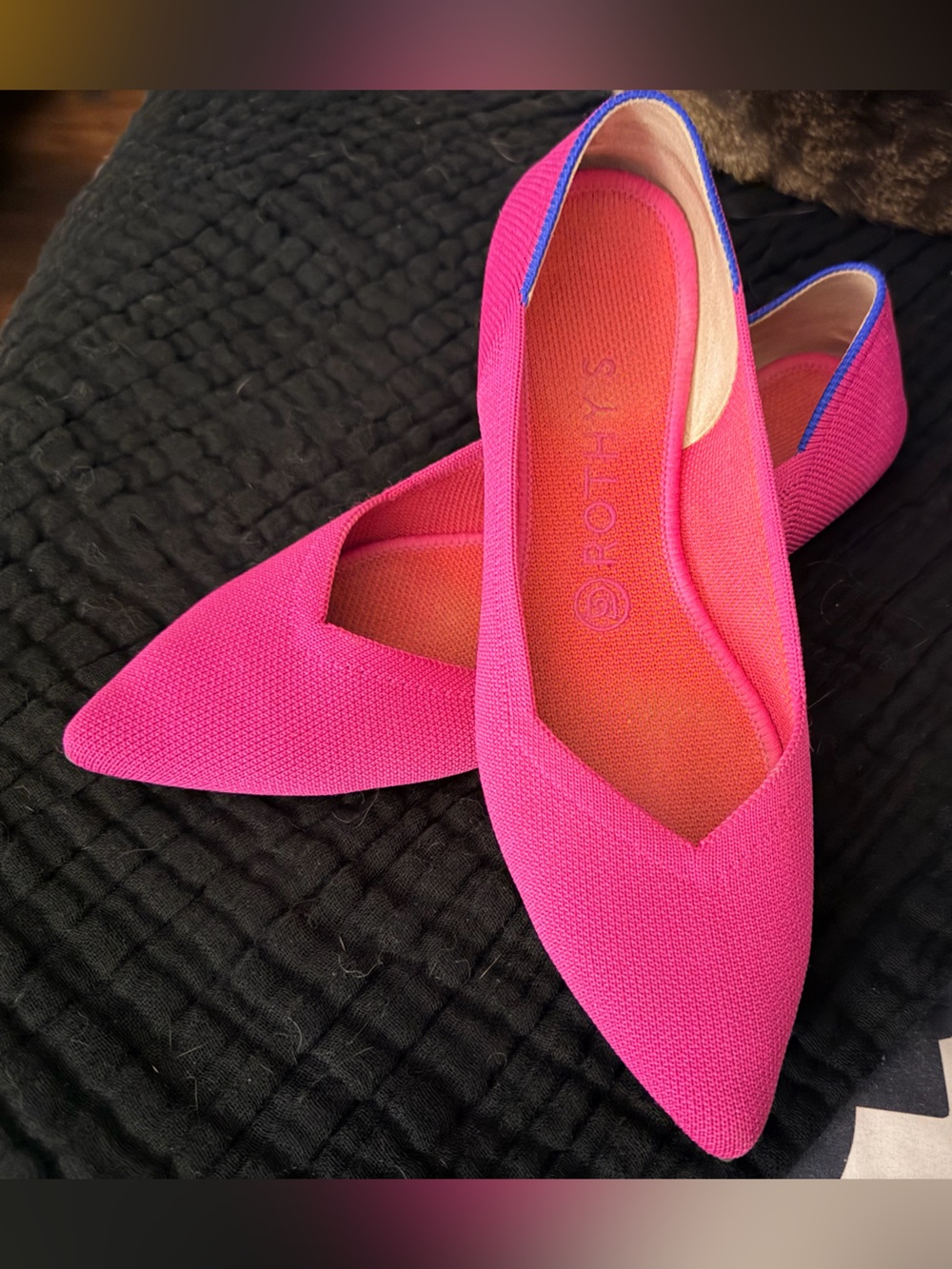 Rothy's The Point Knit Flats in Hot Pink 8.5